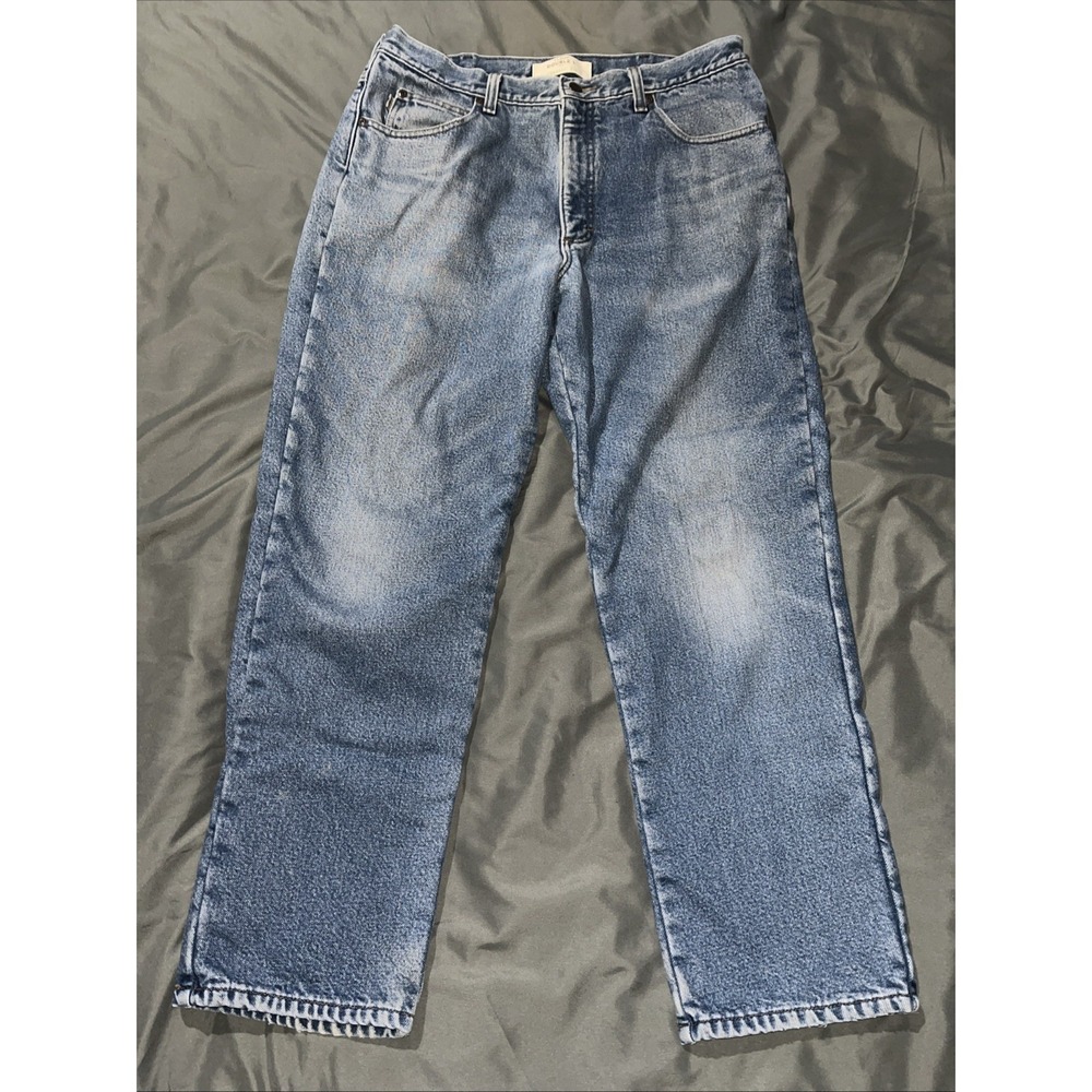 LL Bean Fleece Lined Blue Jeans 35x29 Classic Fit Double L Outdoor Hunting Faded